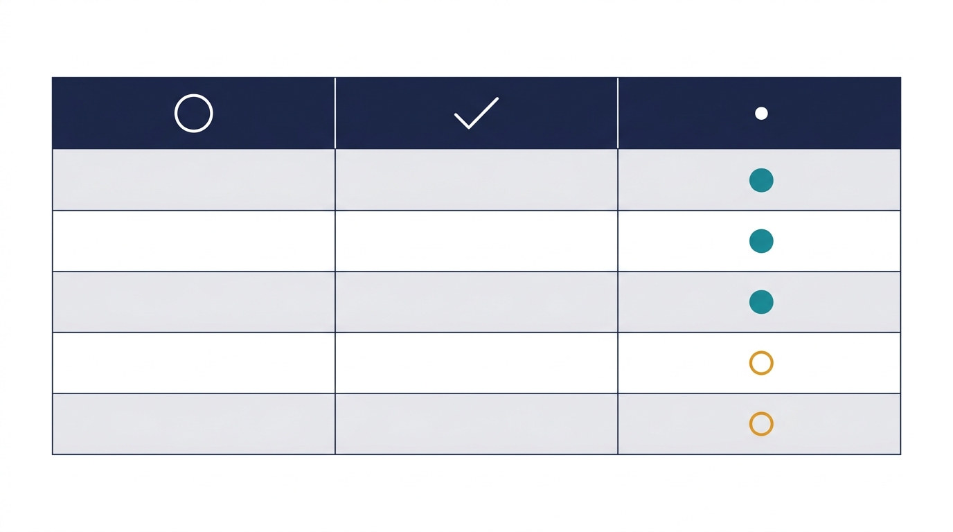Three-column LIMS validation requirements table: five elements with first three complete and last two requiring action.
