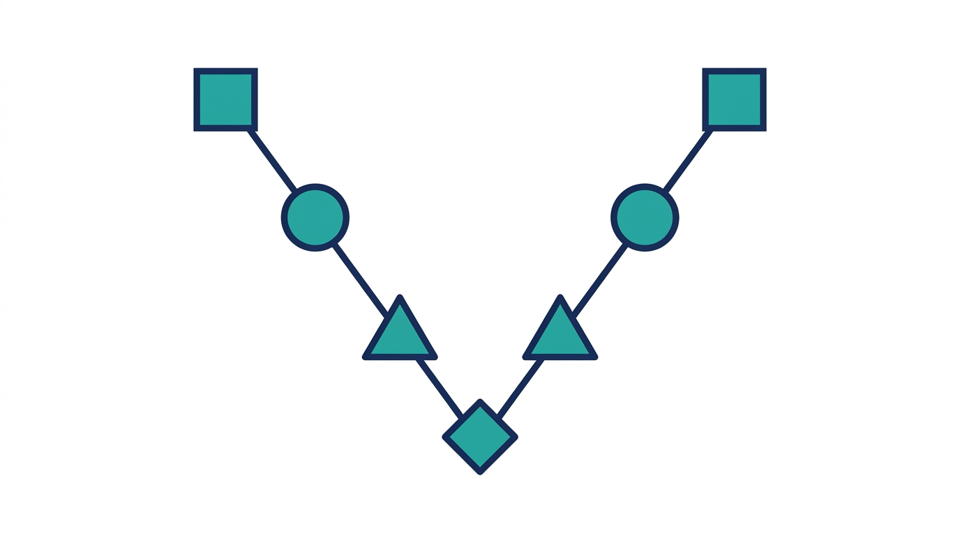 V-model diagram showing CSV lifecycle: URS and specifications descend left, IQ OQ PQ qualify at bottom, VSR closes right.